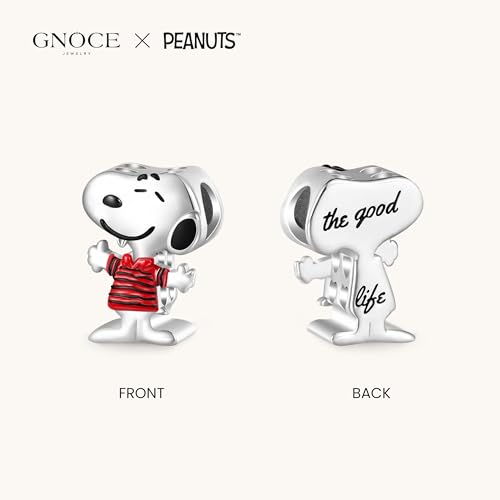 GNOCE Peanuts Snoopy Striped Short-Sleeve Charm for Women, S925 Sterling Silver Dangle Charms for Women Wife, Valentine‘s Day, Mother’s Day Jewelry2