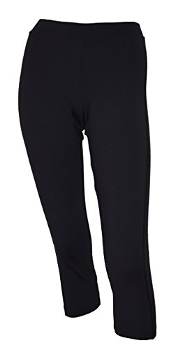 Private Island Women UPF 50+ Capri Leggings Rash Guard Beach Board Shorts Pants Swimsuit Bathing Swim Bottom (XL, Black)