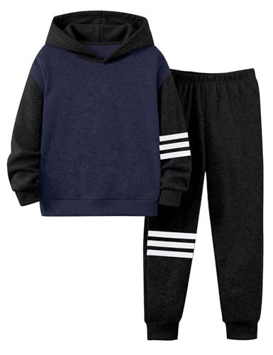Image of Toddler Boy Clothes Long Sleeve Colorblock Hoodie Sweatsuits Tops and Pants 2Pcs Winter Outfits Boys Fall Clothes