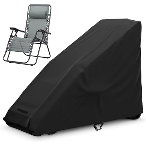 STARTWO Zero Gravity Chair Cover Outdoor Waterproof Folding Lounge Chair Cover for Zero Gravity Chair with Storage Bag Black Cover