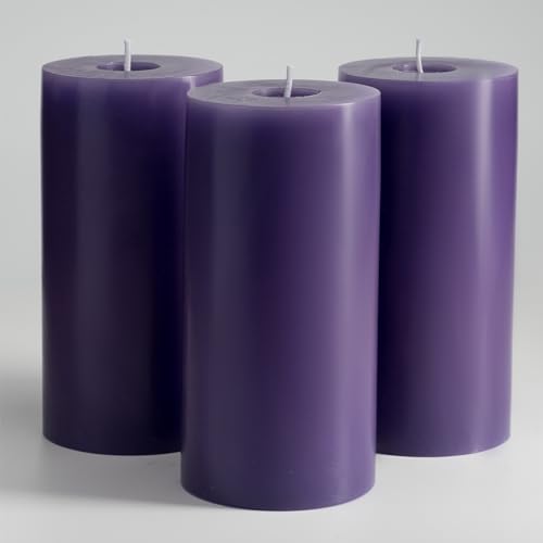 Memoward Stumpenkerzen Lila,Kerzen Groß 3er Set,Lange Brenndauer...
