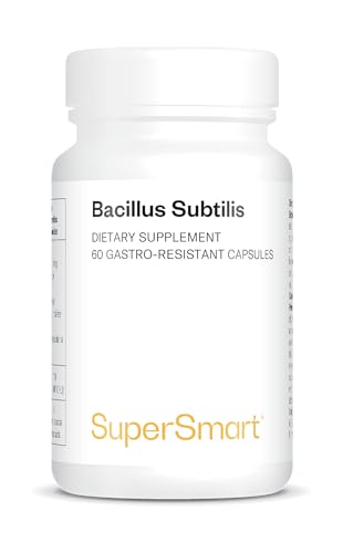 Bacillus Subtilis - 3.1 Mil Millones de UFC - Probióticos para la Flora Intestinal - Refuerza las Defensas y Ayuda con Infecciones Externas - Sin OMG - 60 Cápsulas Gastrorresistentes - SuperSmart