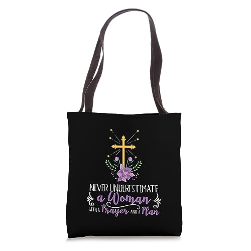 Bolso tote para mujer: «Never underestimate a Woman with a Prayer & a Plan» — Deaconess miniatura 1