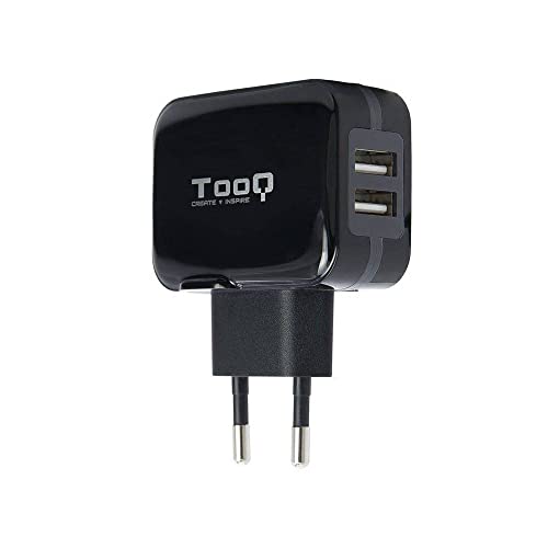 TooQ TQWC 1S02   Cargador de Pared con 2 x USB (5V   3.4 A, 17 W), con tecnologia AiPower, para iPad/iPhone/Samsung/Tablets/Smartphones, Color Negro