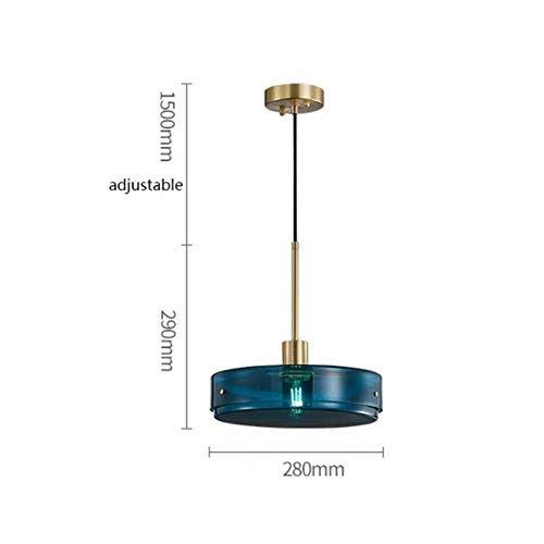 Suspension verre bleu et support laiton de caractère E27 - 5