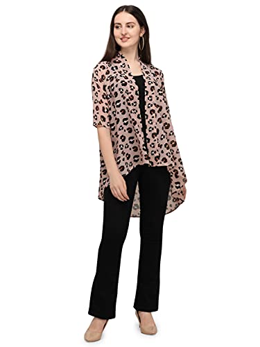 Image of Masalli FashionWomen's Georgette Printed Long Shrug /Long Jacket with 3 /4th Sleeves