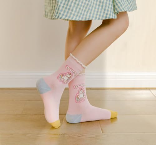 axy Mädchen Kinder Bunte Strümpfe Socken-5er (5er Pack) (5er - Einhorn_02)