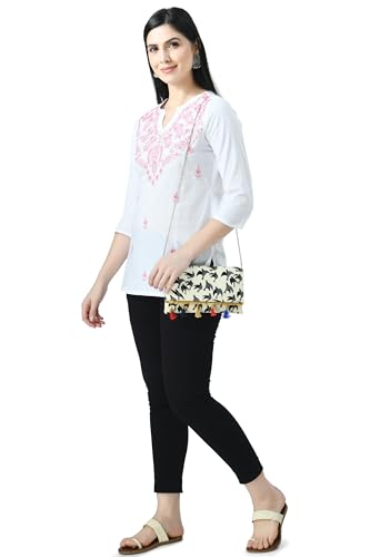 Image of QAZMI Women's Cotton Straight Embroidered Kurti