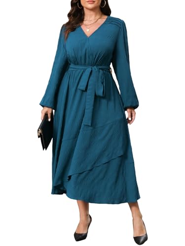 CUPSHE Women's Plus Size Maxi Dress V Neck Long Sleeve Casual Belted Wrap Loose Fit Fall Flowy Long Dresses, 3XL Deep Navy at Amazon Women's Clothing store CUPSHE Women's Plus Size Maxi Dress V Neck Long Sleeve Casual Belted Wrap Loose Fit Fall Flowy Long Dresses, 3XL Deep Navy at Amazon Women's Clothing store
