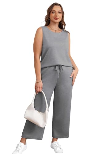 Image of SAMPEEL Two Piece Sets for Women Summer Outfits Beach Vacation Clothes Wide Leg Crop Pants
