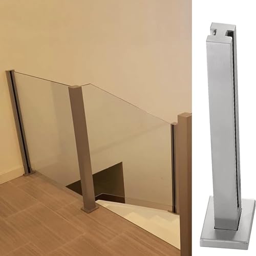 Balaustres de acero inoxidable 304 de vidrio para escaleras, balaustres de metal plateado para escaleras de aterrizaje, abrazadera de suelo de madera y hormigón, solución duradera de balaustrada de
