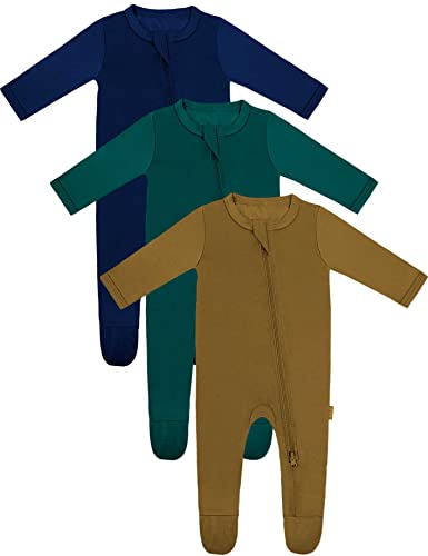 Image of RRP Unisex Baby Footies Pajamas,Rayon Derived From Bamboo,Buttery Soft Sleep 'N Play PJs,2-Way Zipper Closure,0-18 Months