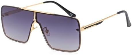 Oversized Steampunk One-Piece Sunglasses For Men Rimless Punk Sun Glasses For Male Vintage Eyewear Shades