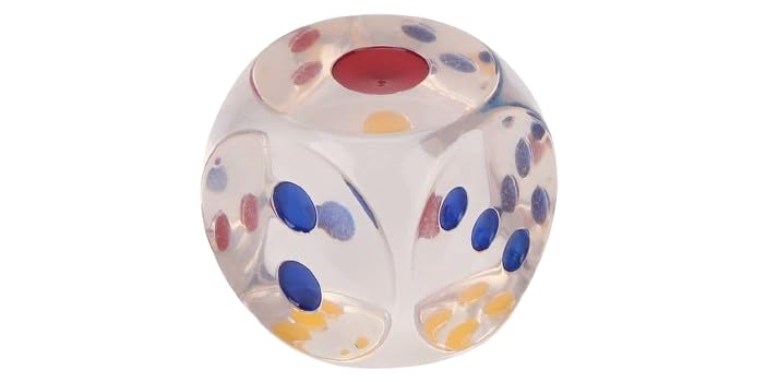 ZUMIE Jumbo Dice with Colored Dots, 6-Sided Transparent Dice, Fun Six-Sided Gaming Dice for Farkle, Dice Cube Perfect for Board Games, Casino, Snake and Ladders, Monopoly, and More (Pack of 1) (B0D8T2DLJN) Amazon Price History, Amazon Price Tracker