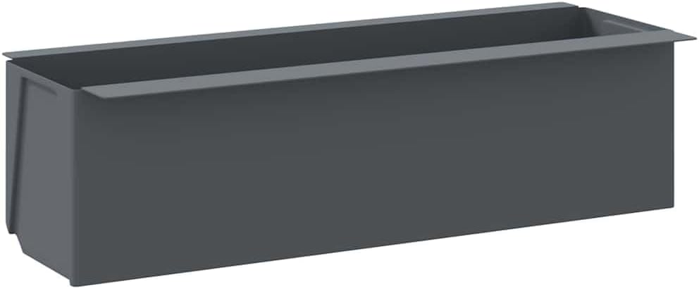 Set of 12 Gray Polypropylene Flower Boxes 14.2 x 5.3 x 3.7 Inches for Outdoor UV Box Gardening on Balcony Patio Window Sill