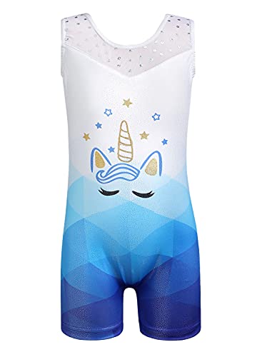 Leotards for Girls Gymnastics Toddler Dance Biketards Mermaid Unicorn Athletic Dance Wear Shiny Rainbow Blue Hotpink