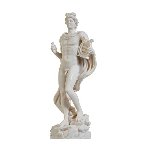 Estatua griega Apolo dios de la música y poesía de alabastro 23 cm miniatura 2