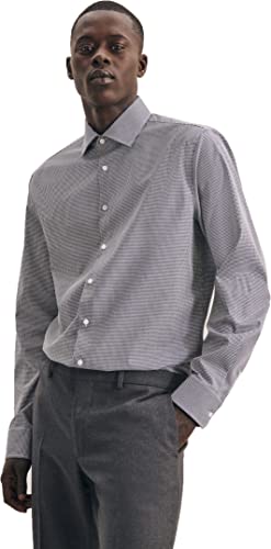 Seidensticker Herren Business Hemd Shaped Fit - Bügelfreies Camisa, Azul (Dunkelblau 19), 44 (Talla del Fabricante: 42) para Hombre Cover