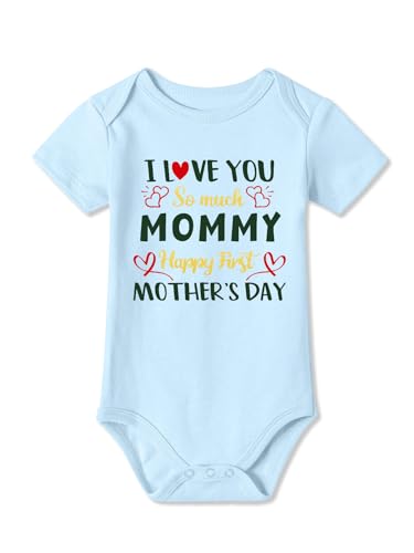 BesserBay Baby Girls Cutes Newborn Blue Onesie First Mothers Day I Love You So Much Mommy Outfits 0-3 Months