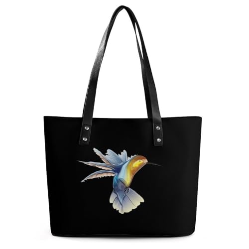 Hummingbird Women's Leather Handbag Shoulder Bag Tote Purse Bags for Shopping Travel