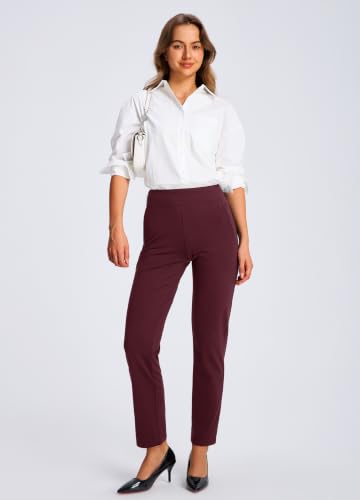 Libin Women's Fleece Lined Pants 31" Stretch Thermal Pants, Red Wine XL - image 3