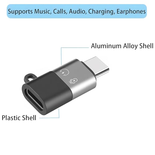 Image of Light-ning toType C Earphone Converter, Type C Male to Light-ning Female Aluminum Alloy Portable Audio Adapter for iPhone /ipad Light-ning, Supports Music, Calls, Audio, Charging, Earphones
