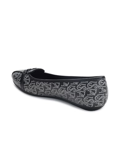 Image of U.S. Polo ASSN. Alina 2.0 Brown Monogram Print Ballerinas with Premium Upper