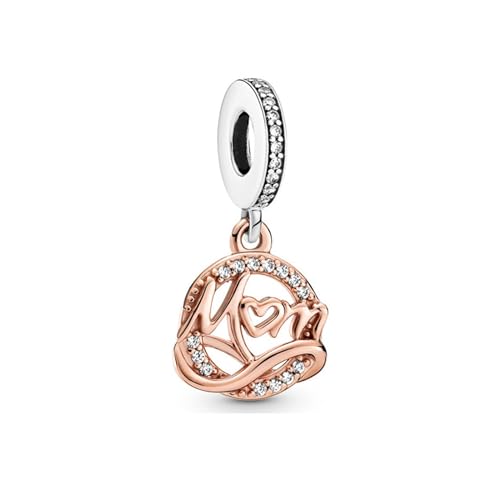 SURALIN 1 PCS Ciondolo Mamma Cuore Charm Collana Braccialetto Ciondolo gioielli Compatibile e Europei Bracciale Collane da Donna Regalo per la Festa Della Mamma