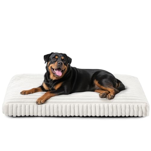 XXL Dog Bed, Flat Pet Beds with Removable Washable Cover, Pet Mat Cute Dog Crate Bed Thick Shredded...