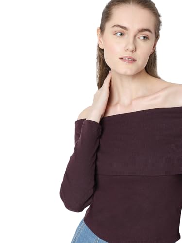 Image of VERO Moda Women's Polyester Solid Regular Fit T-Shirt