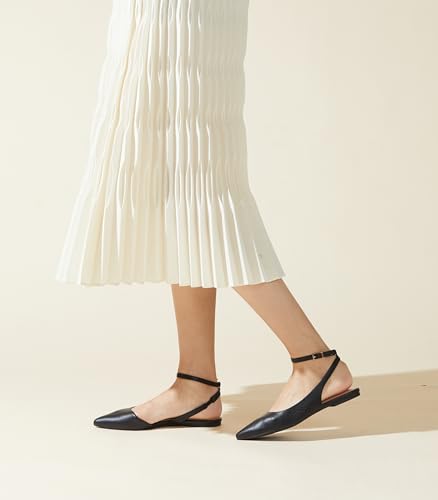 Arromic Women's Slingback Flats Shoes Pointed Toe Two-Way Wear Adjustable Ankle Strap Slip on Shoes2