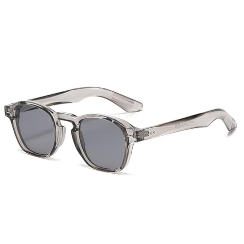 Lunettes de soleil rétro UV400 pour homme avec monture transparente grise tendance