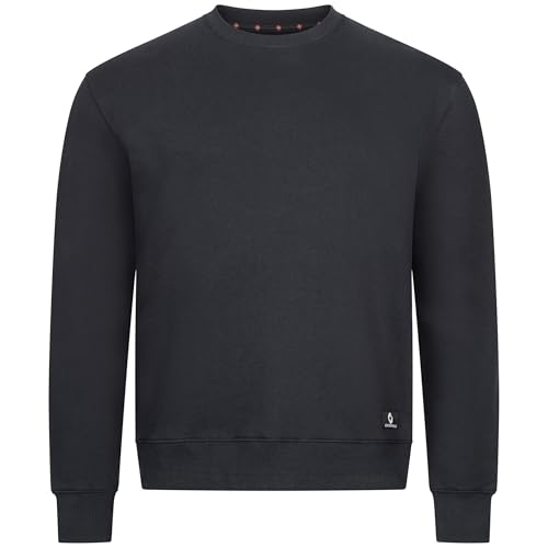 Sweat-shirt homme coton noir col rond pour activités plein air
