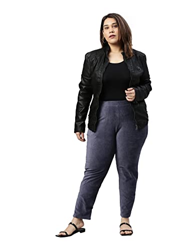 Image of GO COLORS Solid Corduroy Treggings for Women | Warmtech, Mid Rise, Side Pocket