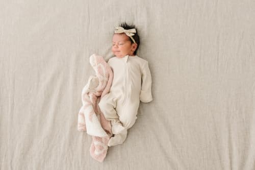 Image of Mebie Baby Pink Bow Plush Lovey Blanket 15x20 - Soft, Lightweight, Breathable | Available in Two Sizes