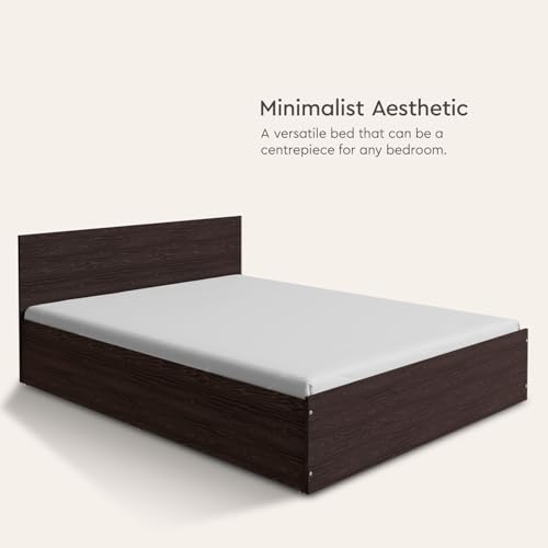 Image of Interio by Godrej EWA Engineered Wood Bed with Box Storage (Queen), 1-Year Warranty, Wenge, Particle Board