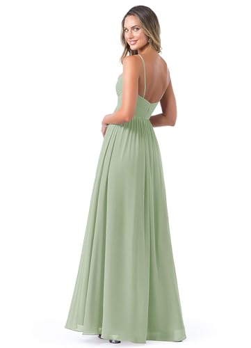 Women's V Neck Bridesmaid Dreses Long for Wedding A-Line Chiffon Open Back Formal Gown with Pockets2