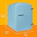 Abode Blue Mini Fridge A4CLR201BL 4L/6 Can Portable Thermoelectric Mini Cooler & Warmer for Drinks, Cosmetics/Makeup/Skincare, AC/DC Power, Retro Style, For Bedroom, Home, Caravan, Car