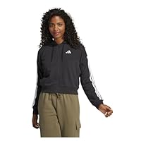 adidas Sportswear Essentials 3-Stripes French Terry Womens' Full-Zip Hoodie, Black/White, Small