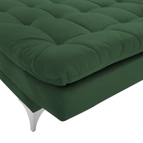 Image of Krancy Solid Wood 3 Seater Sofa Cum Bed with Ottomon | Convertible Wooden Couch for Living Room, Home & Office | Modern Designer Furniture | 1 Year Warranty | Green Color