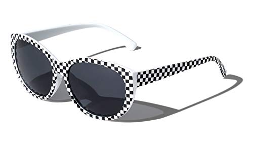 V.W.E. Women Leopard Sunglasses Cateye Vintage Jackie Oval Checker