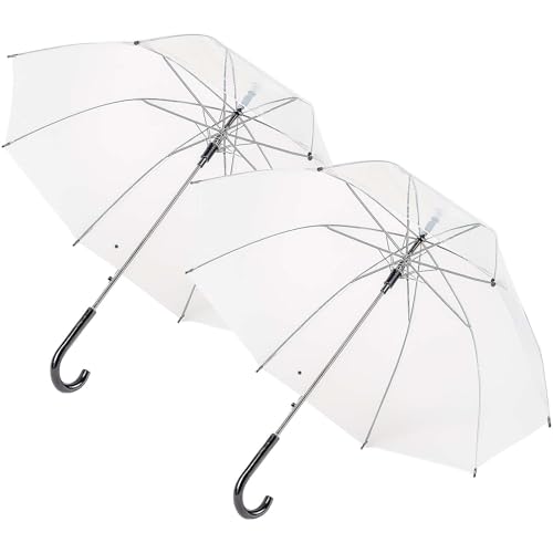 BURI Regenschirm 2er Set | Transparent & sturmfest | Automatikschirm 88cm Ø | Windfest & stabil | Durchsichtiger Regenschirm für Damen & Herren | Hochzeitsgeschenk BURI Regenschirm 2er Set | Transparent & sturmfest | Automatikschirm 88cm Ø | Windfest & stabil | Durchsichtiger Regenschirm für Damen & Herren | Hochzeitsgeschenk