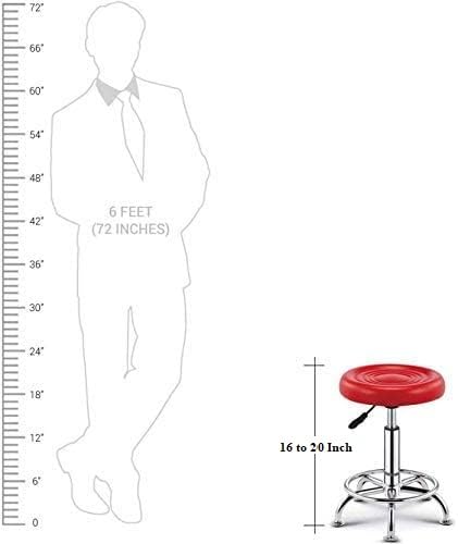 Image of CSS Furniture Adjustable Height Stool (14-18 inches) - Multi-Purpose Red Metal Stool for Kitchen, Office, Doctor, Cafeteria, and Bar Use - Heavy Duty, Modern Design, 1 Pc