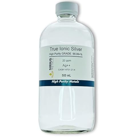True Free Ionic Silver - 20 ppm: 500mL in Clear Glass Bottle Cover