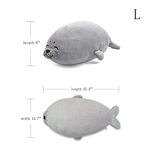 Molizhi Cute Chubby Plush Seal Pillows, Big Stuffed Animals 27.2 Inch Anime Plush Hugging Pillow Gray Toy Gifts For Bedding, Kids Birthday, Thanksgiving, Christmas #TOP5