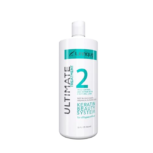 UNNIQUE Ultimate Keratin Hair Treatment - Formaldehyde-free Smoothing & Straightening, Deep Repair & Shine for All Hair Types, 32 Fl Oz