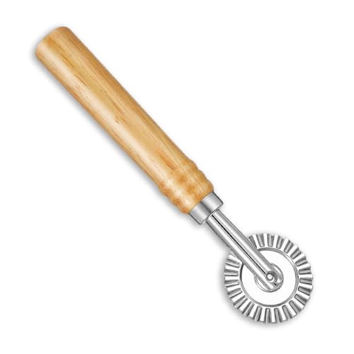 Ravioli Cutters 16 cm Stainless Steel Pasta Cutter Wheel with Wooden Handle for Pasta Pastry Dumpling Noodles Kitchen 360 Degree Effortless Food Cutting