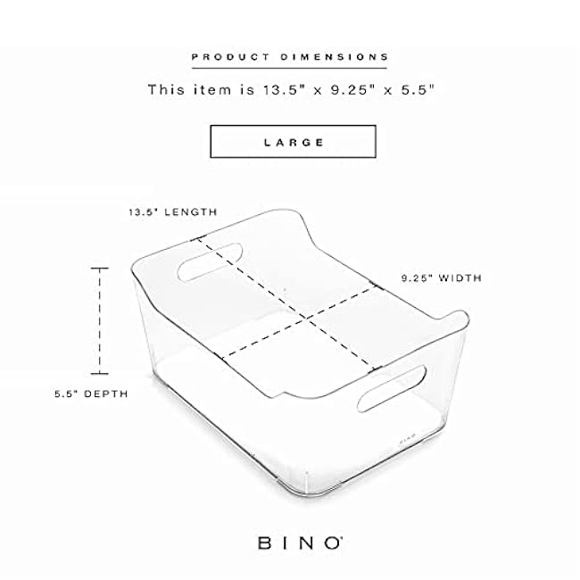 BINO | Plastic Storage Bins, Large - 12 Pack | THE SOHO COLLECTION | Multi-Use Organizer Bins | Built-in Handles | BPA-Free | Pantry Organization | Home Organization | Fridge Organizer | Freezer Org