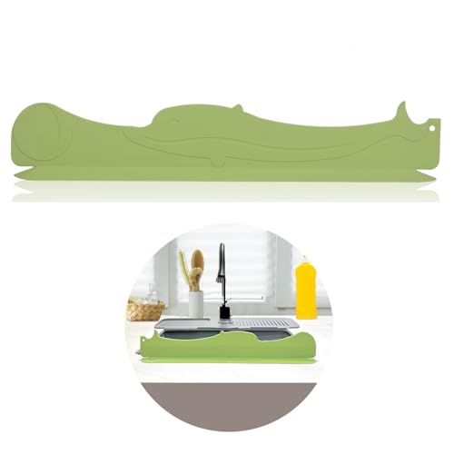 Silicone Kitchen Sink Water Splash Guard for Faucet Sink 17.25 Inch Long 2 Inch Wide 3 Inch High- Counter Island Protectors for Single Standard Sink-Pale Green
