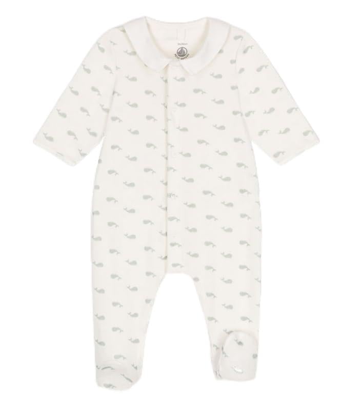 Petit Bateau Pigiama Neonato in Velluto Panna